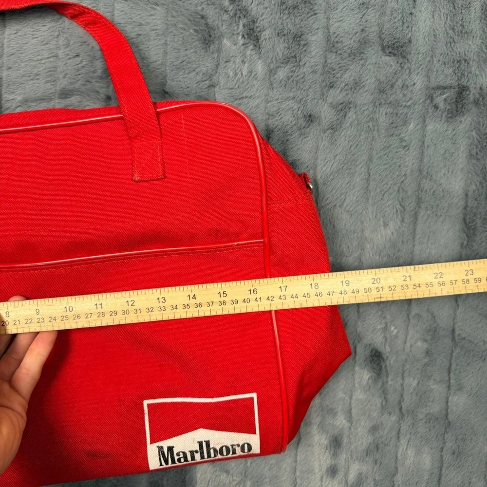 Vintage Marlboro Adventure Team Red Canvas Duffel Bag Weekend Travel Luggage 90s